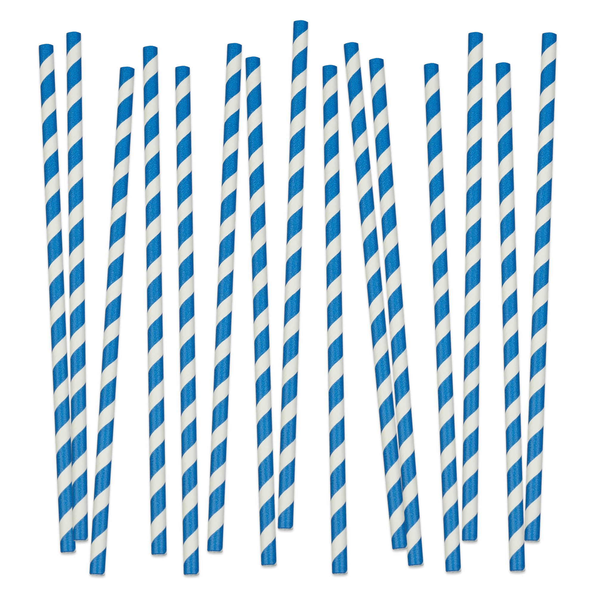 Papier Trinkhalme weiß blau gestreift, 200 mm x 6 mm  